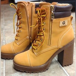 G by Guess Los Angeles Sheeva Platform Heeled Hiker Boots.. 3/$40